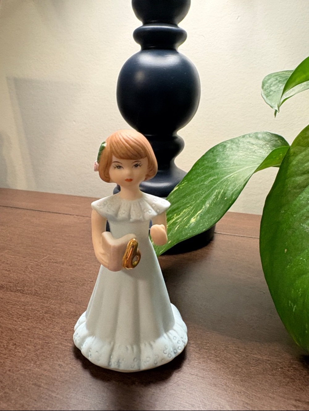 Growing Up Porcelain Girl Figurine in light blue Dress- age 6